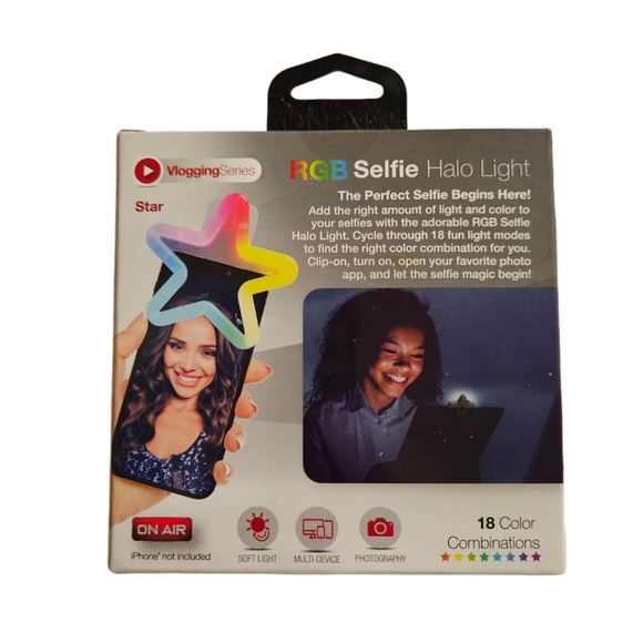 ๐๏ธ On Air RGB Selfie Halo Light for Cell Phones ~ Star Shaped - Picture 2 of 2